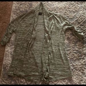 Green marbled mid length cardigan sweater